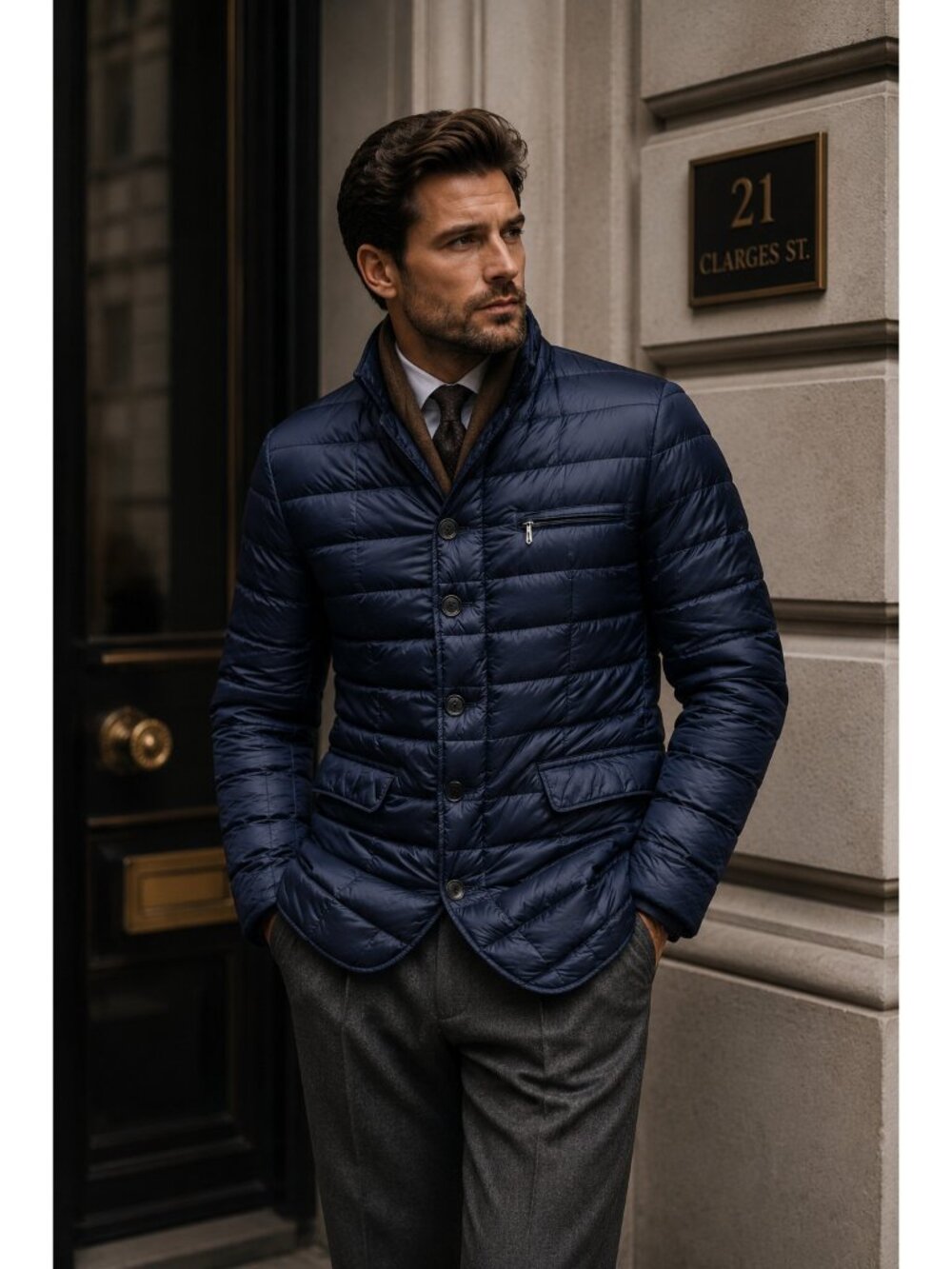 Jan Mayen Arctic Garment Men's Down Quilted Coat Jacket Navy Blue Size 50 Italy
